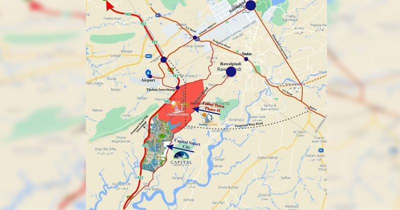 Faisal Town Phase 2 Islamabad Rawalpindi Location Map