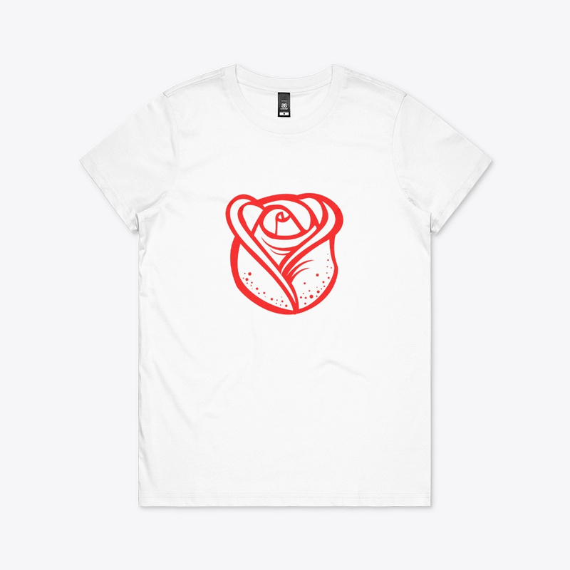  Red Rose Flower Shape Print on Demand Shirt 